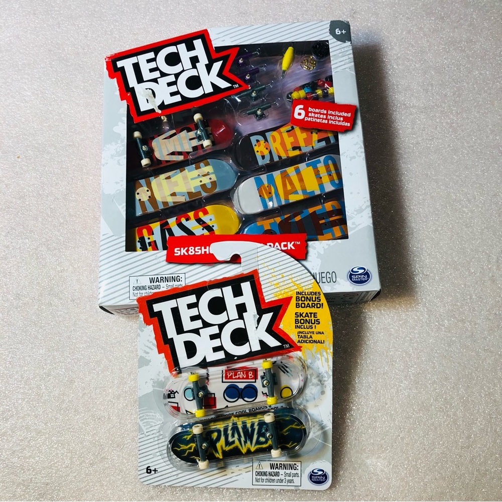 Tech Deck Sk8shop Pack of 6 Boards W/ Tech Deck Bonus Pack Of 2 PlanB NIB